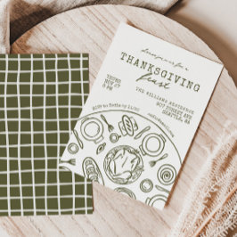 手書き感謝祭ディナースクライブル招待状 招待状