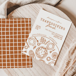 手書き感謝祭ディナースクライブル招待状 招待状