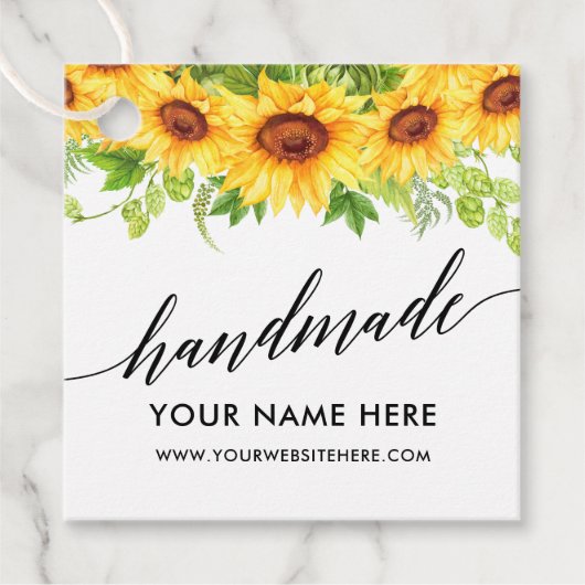 手書き手作りひまわり手作り フェイバータグ (正面)