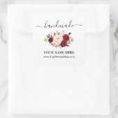 手書き手作り水彩ブルゴーニュフローラ スクエアシール (バッグ)