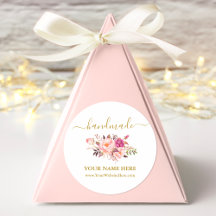 手書き手作り水彩桃色フローラ金ゴールド