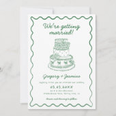 手書き手書きお洒落グリーン結婚ズ 招待状 (正面)