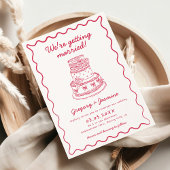 手書き手書きお洒落レッド結婚ズ 招待状