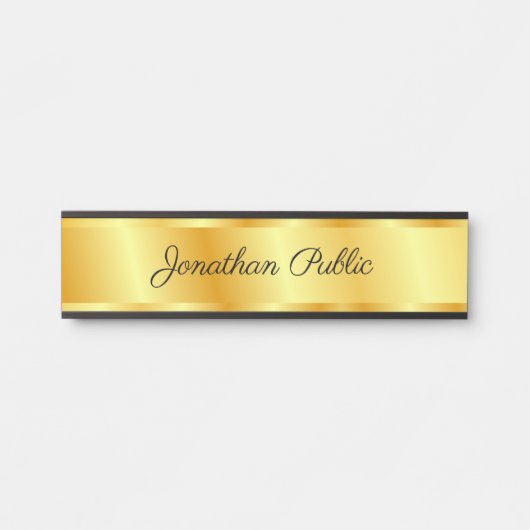 手書き手書きスクリプト金ゴールドルックテンプレート サインプレート (正面)