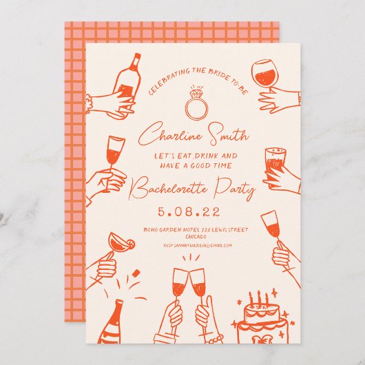 手書き手書きファンキーブライダルブランチ 招待状