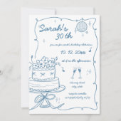 手書き手書き落書き誕生日 招待状 (正面)