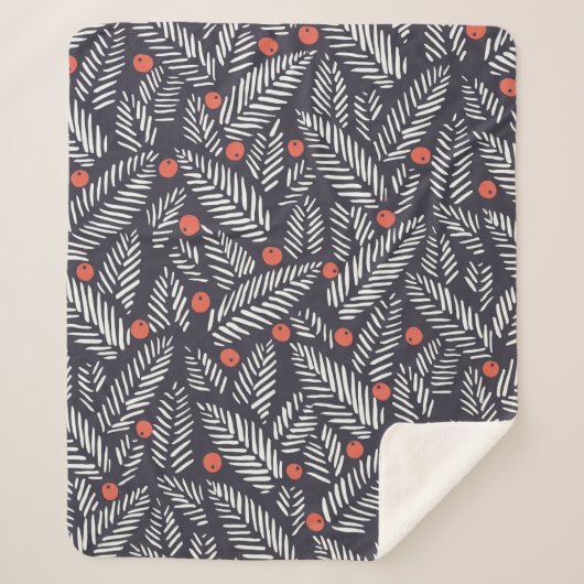 手書き抽象芸術クリスマスの葉、赤い聖なる神 シェルパブランケット (正面)