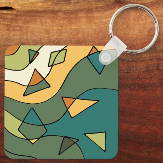 手書き抽象芸術ヴィンテージデザイン キーホルダー (裏面)