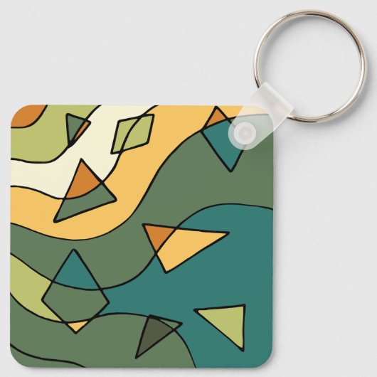 手書き抽象芸術ヴィンテージデザイン キーホルダー (裏面)