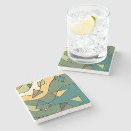 手書き抽象芸術ヴィンテージデザイン ストーンコースター