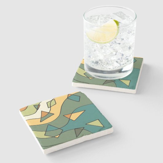 手書き抽象芸術ヴィンテージデザイン ストーンコースター (横)