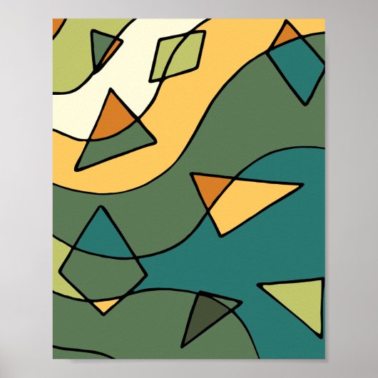 手書き抽象芸術ヴィンテージデザイン ポスター (正面)
