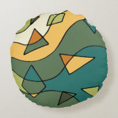 手書き抽象芸術ヴィンテージデザイン ラウンドクッション (裏面)