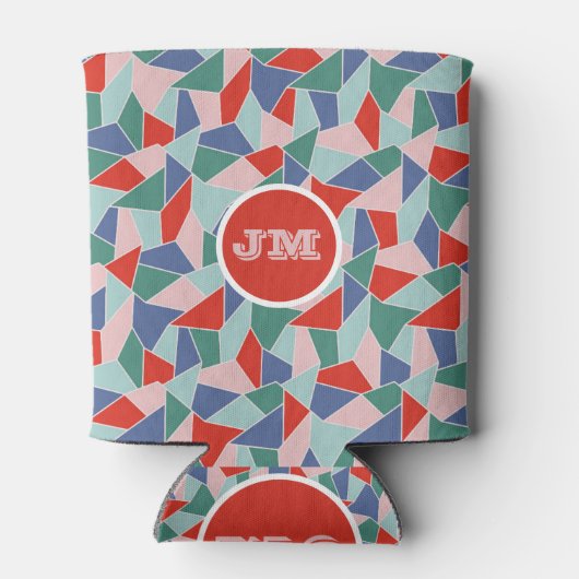 手書き抽象芸術三角形の明るい色 缶クーラー (裏面)