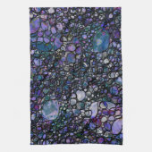 手書き抽象芸術円、青、紫、黒 キッチンタオル (縦)