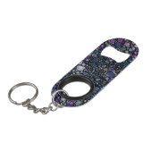 手書き抽象芸術円、青、紫、黒 キーホルダー栓抜き (正面アングル)