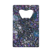 手書き抽象芸術円、青、紫、黒 クレジットカード栓抜き (正面)