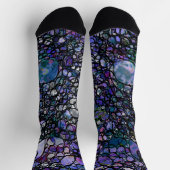 手書き抽象芸術円、青、紫、黒 ソックス (上部)