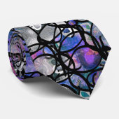 手書き抽象芸術円、青、紫、黒 ネクタイ (ロール)