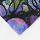 手書き抽象芸術円、青、紫、黒 フリースブランケット (角)