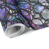 手書き抽象芸術円、青、紫、黒 ラッピングペーパー (ロールコーナー)