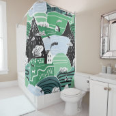 手書き抽象芸術北欧のグラフィックイラストレーター シャワーカーテン (インサイチュ)