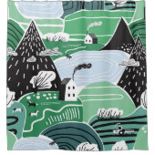 手書き抽象芸術北欧のグラフィックイラストレーター シャワーカーテン (正面)