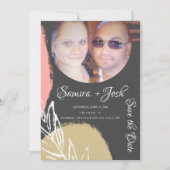 手書き抽象芸術植物灰色の保存日付I 招待状 (正面)