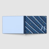 手書き抽象芸術青い白い線のストライプパターン ゲストブック (全面)