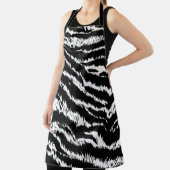 手書き抽象芸術2色ゼブラストライプ反復色 エプロン (インサイチュ)