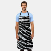 手書き抽象芸術2色ゼブラストライプ反復色 エプロン (着用した状態)