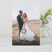 手書き文字とハート写真結婚付き サンキューカード (スタンド正面)