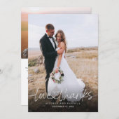 手書き文字とハート写真結婚付き サンキューカード (正面/裏面)