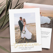 手書き文字とハート写真結婚付き サンキューカード