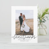 手書き文字とハート写真結婚付き サンキューカード (スタンド正面)