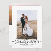 手書き文字とハート写真結婚付き サンキューカード (正面/裏面)