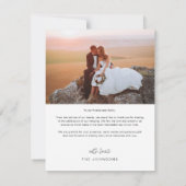 手書き文字とハート写真結婚付き サンキューカード (裏面)