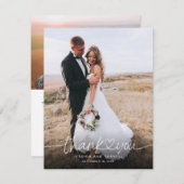 手書き文字とハート写真結婚付き サンキューカード (正面/裏面)