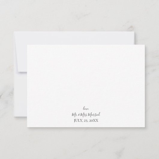 手書き文字と写真結婚の サンキューカード (裏面)