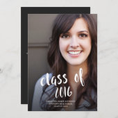 手書き文字のクラス写真 卒業おめでとう 招待状 (正面/裏面)