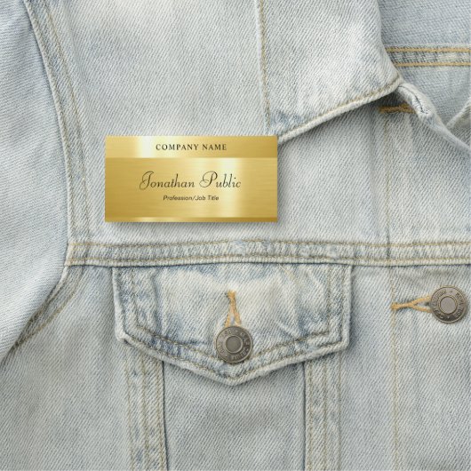 手書き文字のグラマーなエレガント金ゴールド 名札 (インサイチュ)