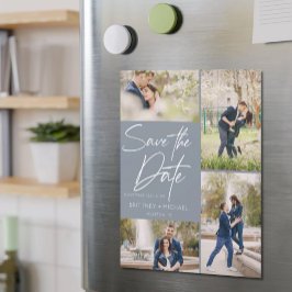 手書き文字のコラージュ日付のほこりっぽい青を保存