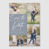 手書き文字のコラージュ日付のほこりっぽい青を保存 (正面)