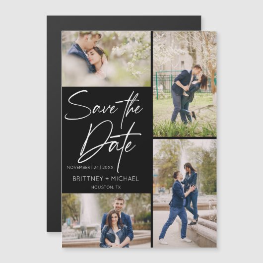 手書き文字のコラージュ日付を黒で保存 (正面/裏面)