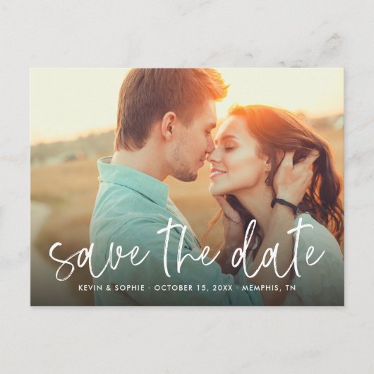 手書き文字のフォトオーバーレイ日付の保存 案内ポストカード (正面)