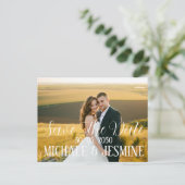 手書き文字の写真日付はがきを保存 ポストカード (スタンド正面)