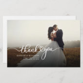 手書き文字の写真結婚のサンキューカード 便箋 (正面/裏面)