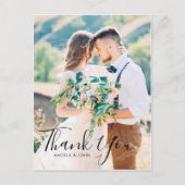 手書き文字の写真結婚の感謝 ポストカード (正面)