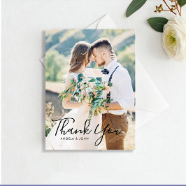 手書き文字の写真結婚の感謝 ポストカード
