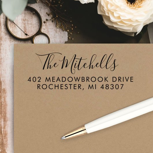 手書き文字の名前のスクリプト差出人住所 セルフインキングスタンプ